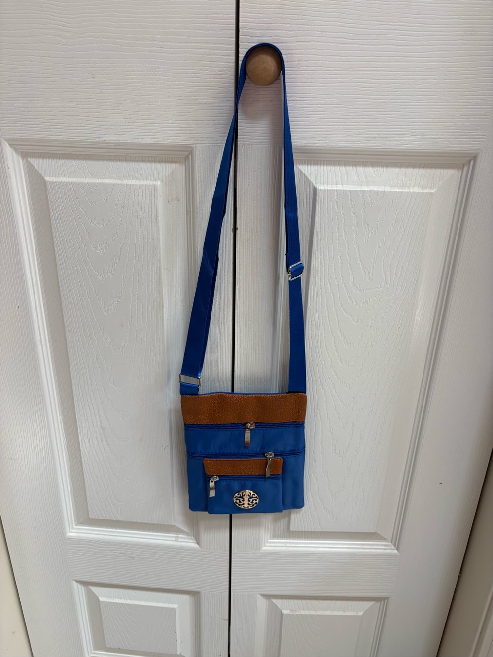 Blue and Brown Crossbody Bag